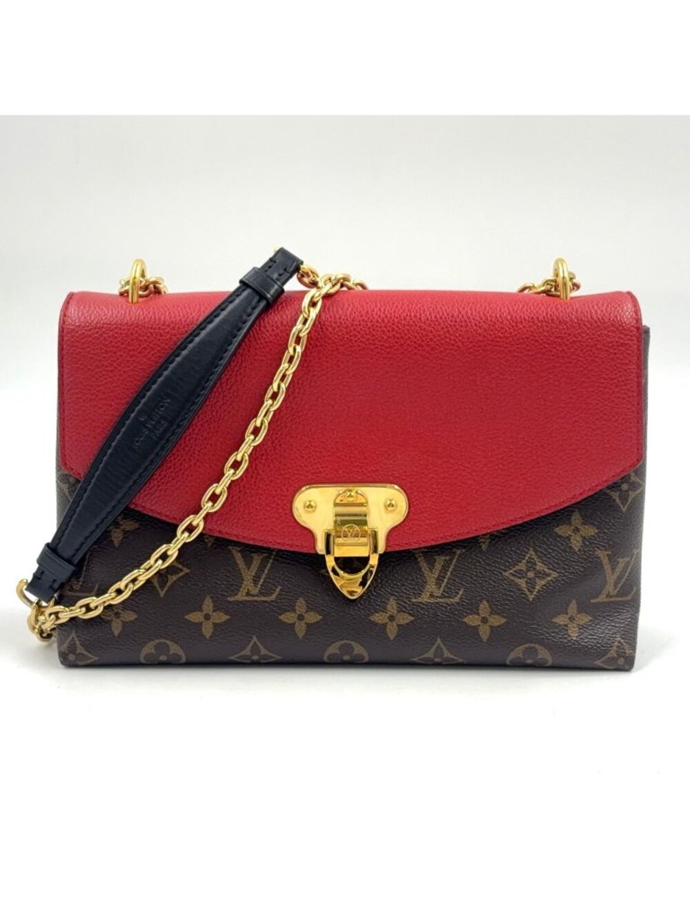 Louis Vuitton Monogram Sunplaseed Leather Brown Red Shoulder Bag Gold